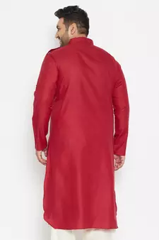 Maroon Cotton Blend Kurta