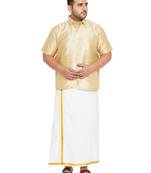 Gold plain silk blend dhoti-kurta