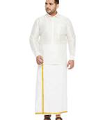 White plain silk blend dhoti-kurta
