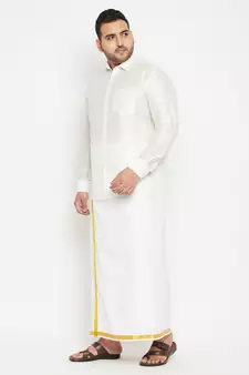 White plain silk blend dhoti-kurta