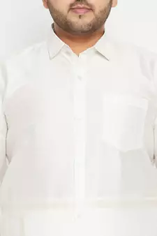 White plain silk blend dhoti-kurta
