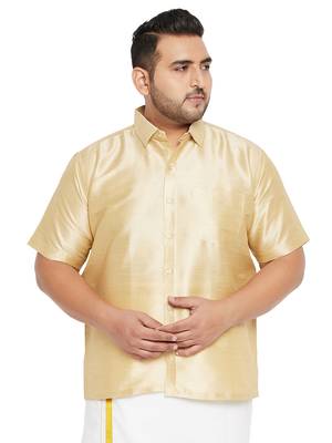 Gold Silk Blend Ethnic Shirt 1
