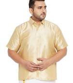 Gold Silk Blend Ethnic Shirt