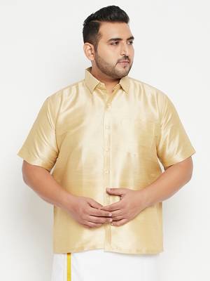 Gold Silk Blend Ethnic Shirt 2