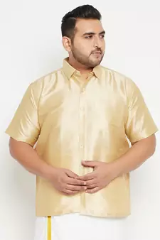 Gold Silk Blend Ethnic Shirt