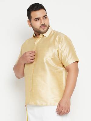 Gold Silk Blend Ethnic Shirt 3