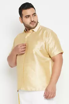 Gold Silk Blend Ethnic Shirt