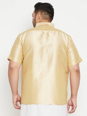 Gold Silk Blend Ethnic Shirt 4