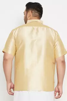 Gold Silk Blend Ethnic Shirt