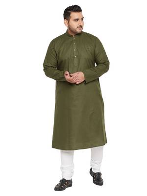 Mint Green And White Cotton Blend Kurta Pyjama Set 1