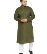 Mint Green And White Cotton Blend Kurta Pyjama Set