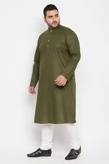 Mint Green And White Cotton Blend Kurta Pyjama Set