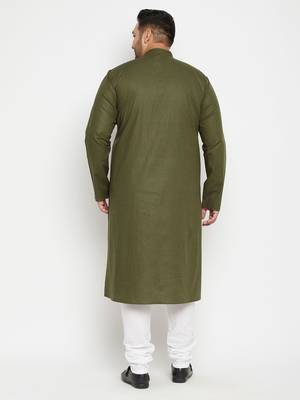 Mint Green And White Cotton Blend Kurta Pyjama Set 4