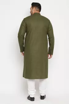 Mint Green And White Cotton Blend Kurta Pyjama Set