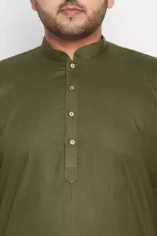 Mint Green And White Cotton Blend Kurta Pyjama Set