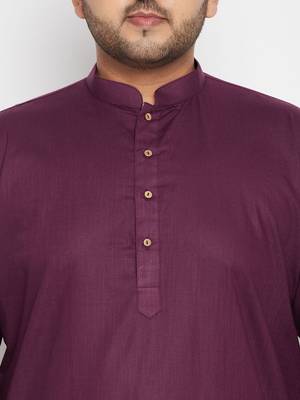 Purple And White Cotton Blend Kurta Pyjama Set 5