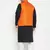 Black, Orange And White Cotton Blend Jacket Kurta Pyjama Set