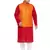 Maroon, Orange And White Cotton Blend Jacket Kurta Pyjama Set