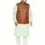 Mint Green, Coffee Brown And White Cotton Blend Jacket Kurta Pyjama Set