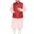 Pink, Maroon And White Cotton Blend Jacket Kurta Pyjama Set