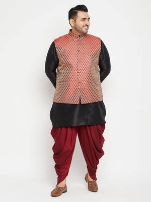 Black And Maroon Silk Blend Kurta Ja 2