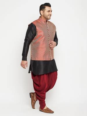 Black And Maroon Silk Blend Kurta Ja 3