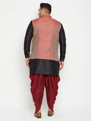 Black And Maroon Silk Blend Kurta Ja 4