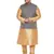 Rose Gold, Blue And White Silk Blend Jacket Kurta Pyjama Set