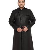 Men'S Black Silk Blend Sherwani Only Top
