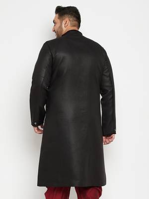 Men'S Black Silk Blend Sherwani Only Top 4