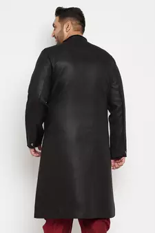 Men'S Black Silk Blend Sherwani Only Top