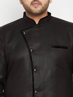 Black And Gold Silk Blend Sherwani Set 5
