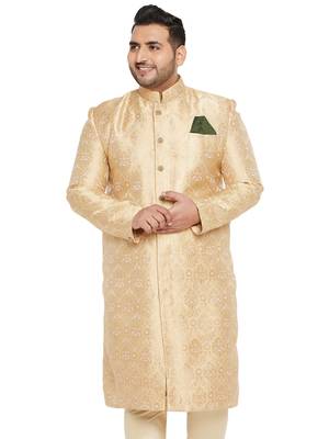 Gold woven silk blend men-kurtas 1