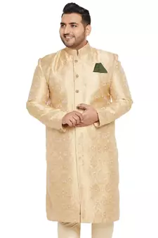 Gold woven silk blend men-kurtas
