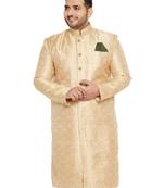 Gold woven silk blend men-kurtas