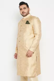 Gold woven silk blend men-kurtas