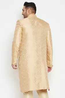 Gold woven silk blend men-kurtas