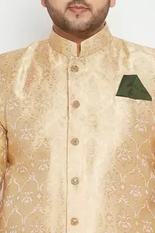 Gold woven silk blend men-kurtas