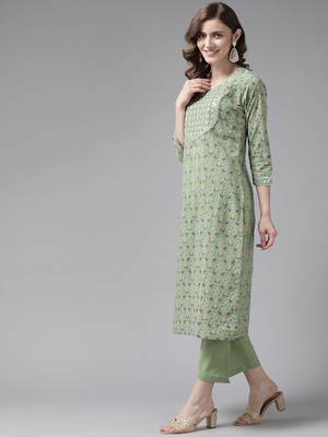 Green embroidered cotton ethnic-kurtis 2