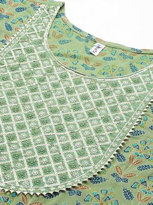 Green embroidered cotton ethnic-kurtis 4