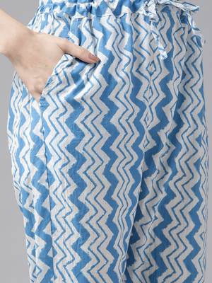Turquoise embroidered cotton ethnic-kurtis 5