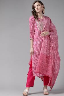 Pink printed viscose rayon ethnic-kurtis