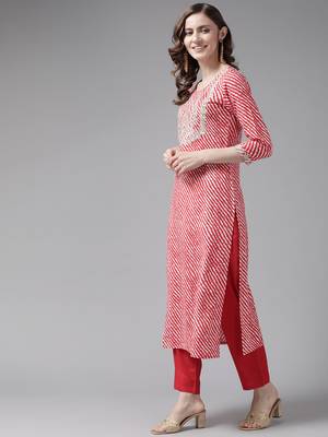 Red printed viscose rayon ethnic-kurtis 2