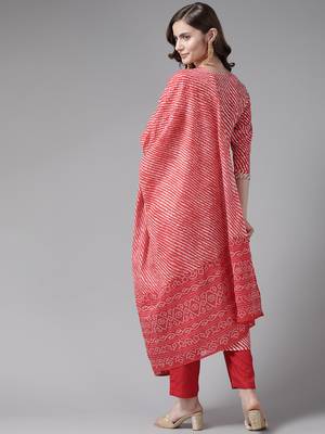 Red printed viscose rayon ethnic-kurtis 3