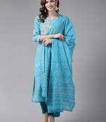 Blue printed viscose rayon ethnic-kurtis