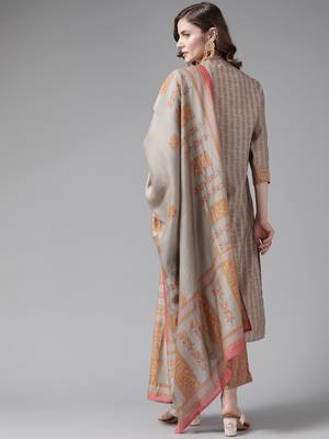 Grey printed silk ethnic-kurtis 3