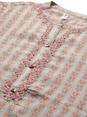 Grey printed silk ethnic-kurtis 4