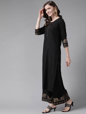Black printed cotton ethnic-kurtis 2