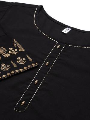 Black printed cotton ethnic-kurtis 4