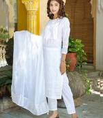 White embroidered cotton ethnic-kurtis